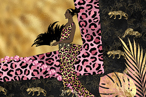 Pink & Gold Leopard Digital Paper