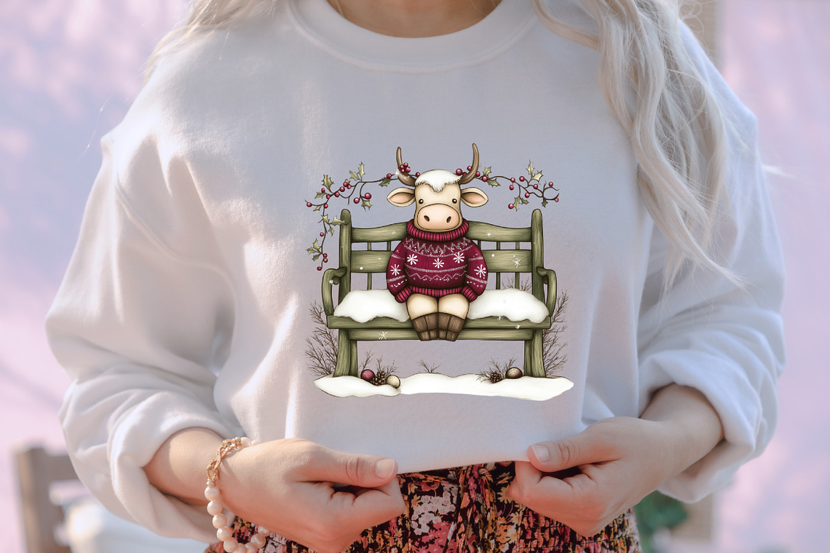 Cute Christmas Cows Clipart, an Illustration by designcity5 (Photo 4 of 5)