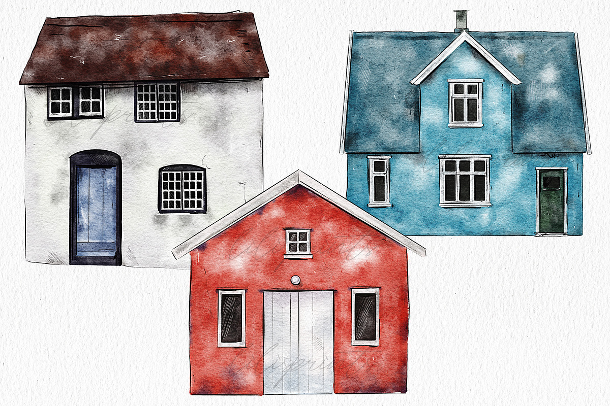 Watercolor icelandic houses, an Illustration by lilisprints (Photo 3 of 5)