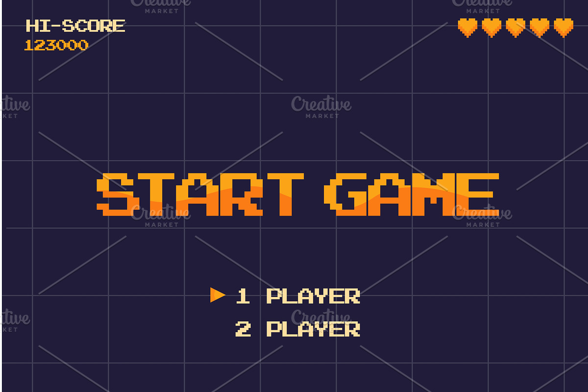 Start game screen. Retro arcade, a Technology Illustration by Stock-Smart-Start