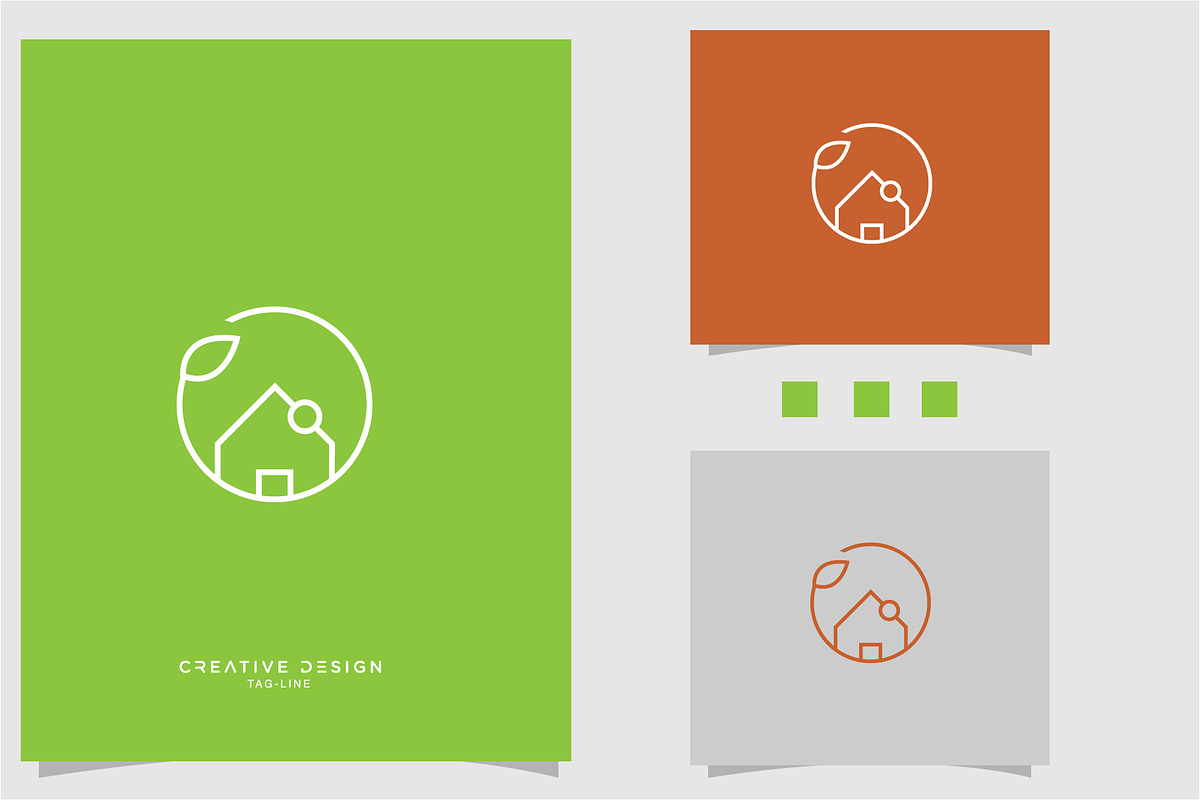 Home or real estate with a leaf cir, a Graphic by art_creater