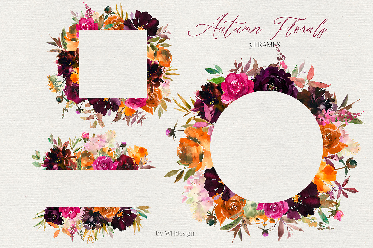 Autumn Florals Bright Fall Clipart, a Decorative Illustration by whiteheartdesign (Photo 5 of 7)