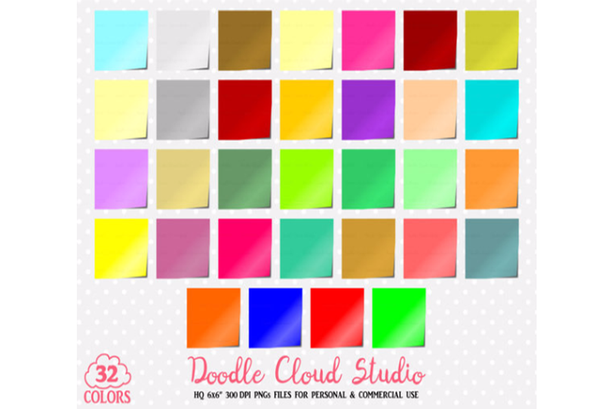 32 Colorful Post-it Clipart Office, a Work Illustration by Doodle Cloud ...