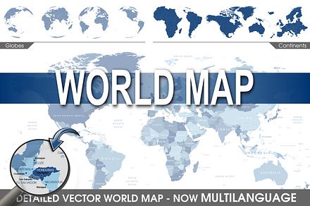 World Map with countries and globe, a Work Illustration by Cartorical