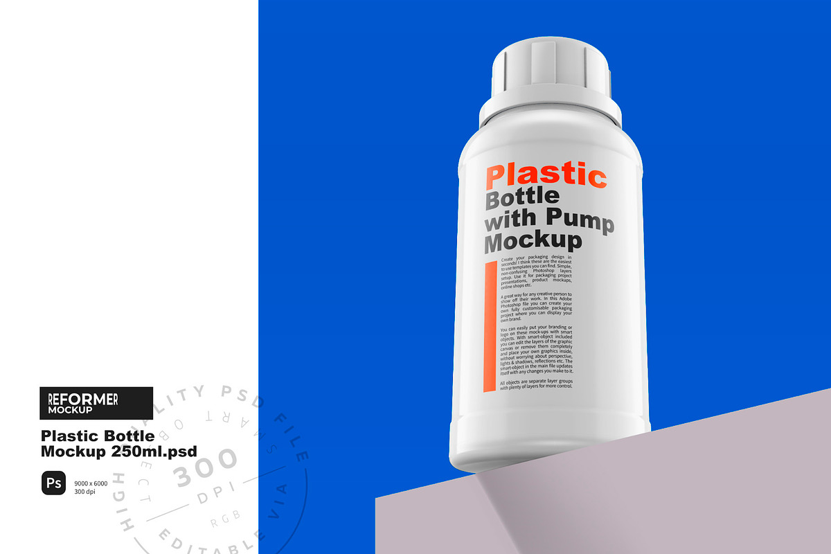 Plastic Bottle Mockup 250ml, a Packaging Mockup by Reformer Mockup (Photo 1 of 6)