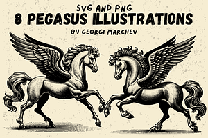 Pegasus Winged Horse Bundle SVG PNG, an Animal Illustration by Ray Crimson