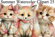 Summer Watercolor Clipart PNG, an Illustration by DreamArtGraphic (Thumbnail 1 of 8)