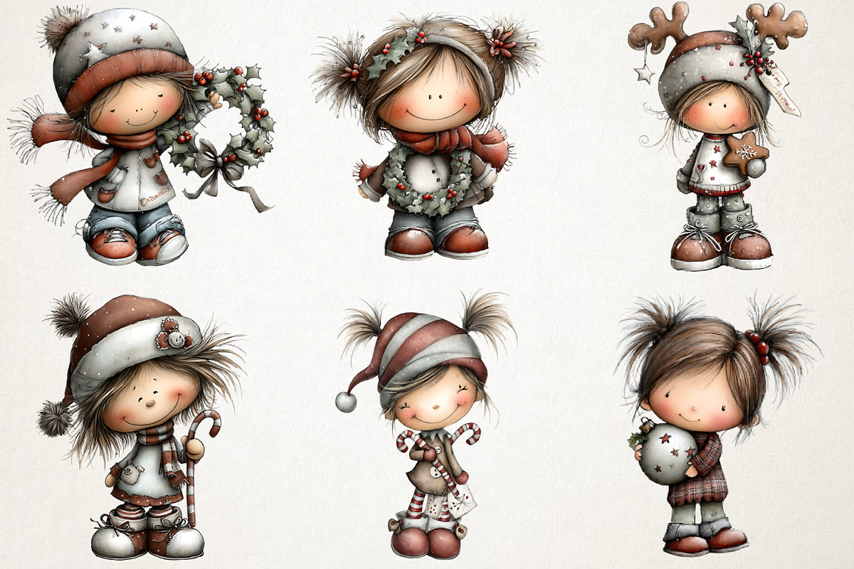 Christmas Little Girl Clipart, a Seasonal Illustration by RobertsArt (Photo 5 of 5)