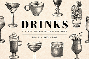 Drinks & Cocktail Menu Illustrations, a Food Illustration by Yevheniia