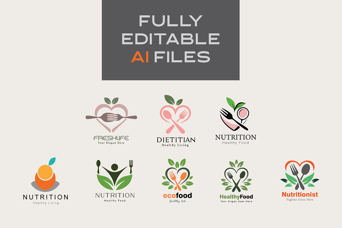 Modern Dietitian Logo Collection, a Branding & Logo Template by YUDesignStore (Photo 2 of 13)