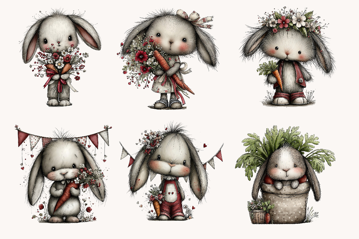 Easter Bunny and carrot clipart, an Illustration by Designworld (Photo 4 of 10)