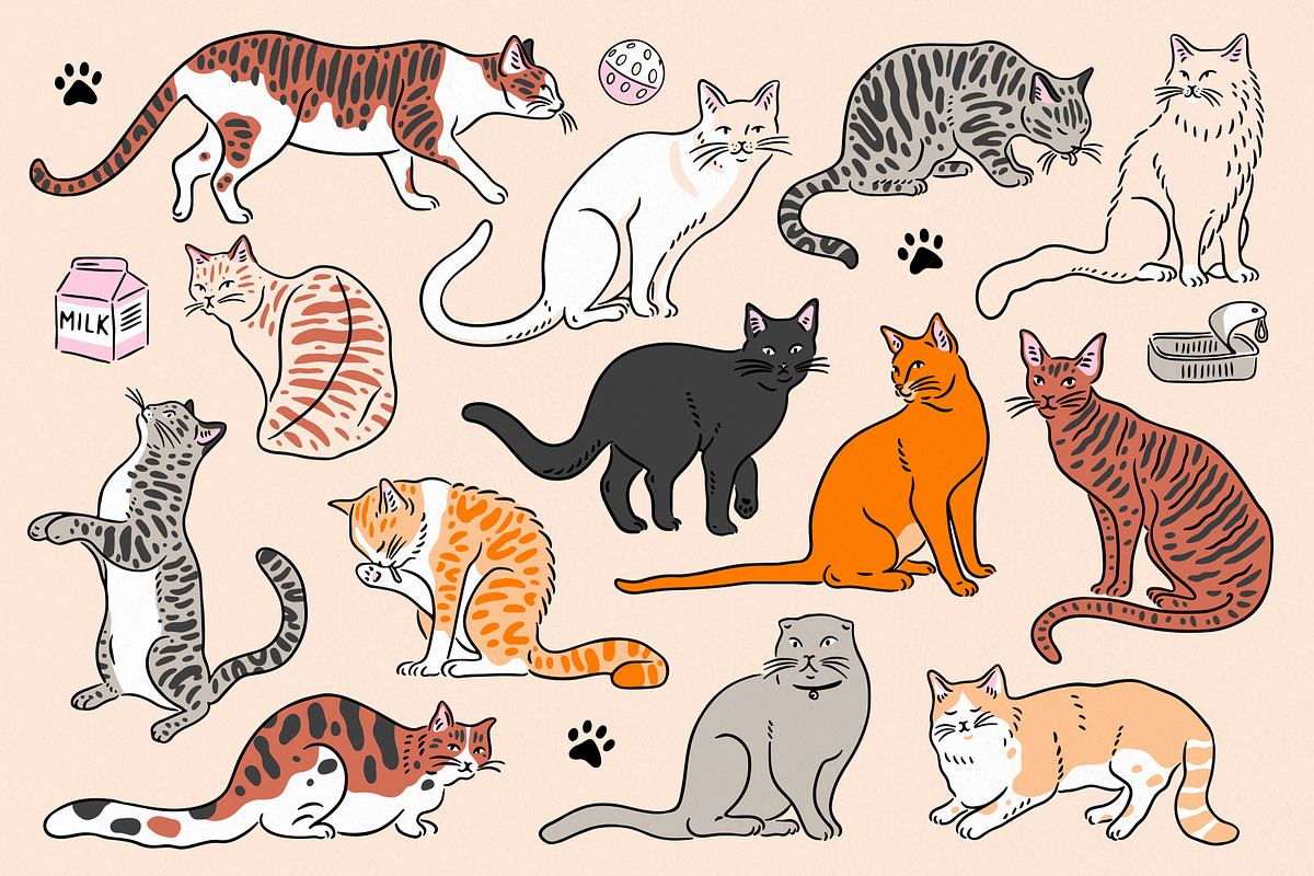 Cats! Vector Clip Art Illustrations, an Animal Illustration by rouxsupplyco (Photo 4 of 9)