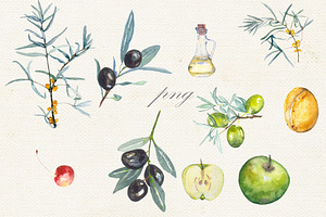 Fruit Vegetables Food Watercolor