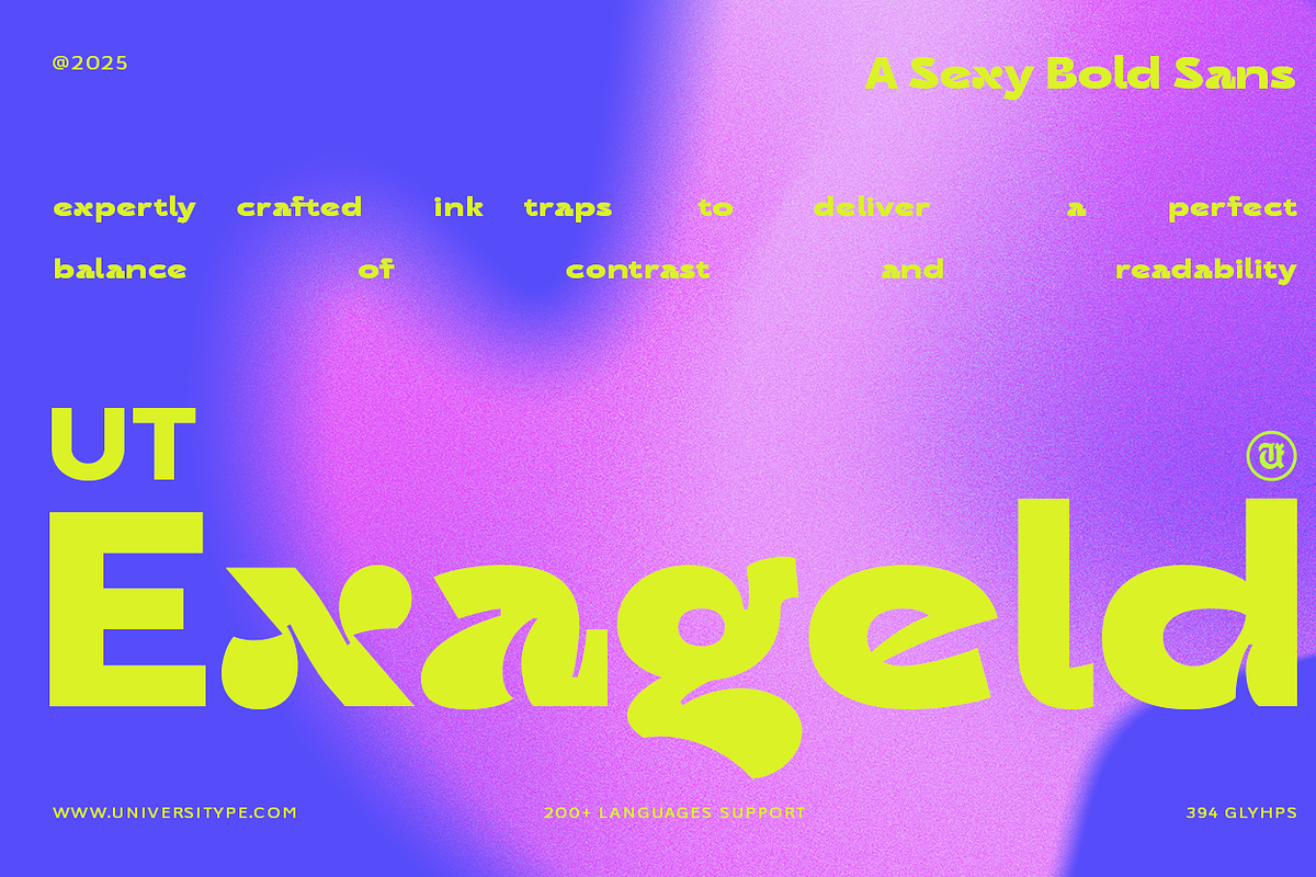 UT Exageld - A Bold Sexy Sans Serif, a Sans Serif Font by Universitype (Photo 1 of 15)