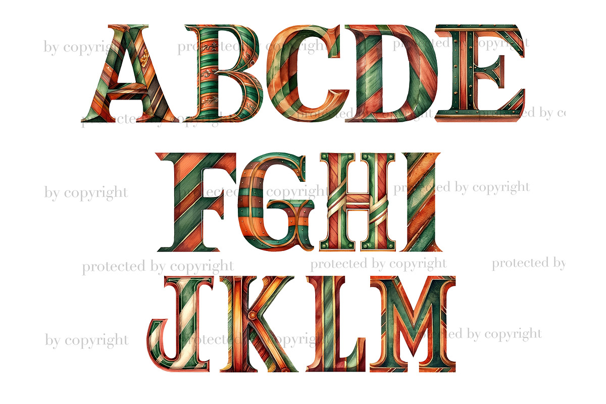 Terracotta And Green Letters, a Decorative Illustration by GlamArtZhanna (Photo 2 of 5)