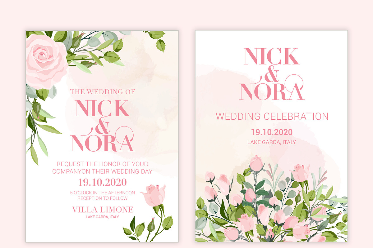Watercolor Pink Roses Vector Set, a Decorative Illustration by FourLeafLover (Photo 6 of 10)