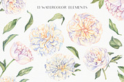 White Peonies-Watercolor Set, a Decorative Illustration by Irina Diasli (Thumbnail 3 of 10)
