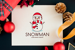 Snowman Cute Kawaii Logo Template, a Branding & Logo Template by vectorwithin