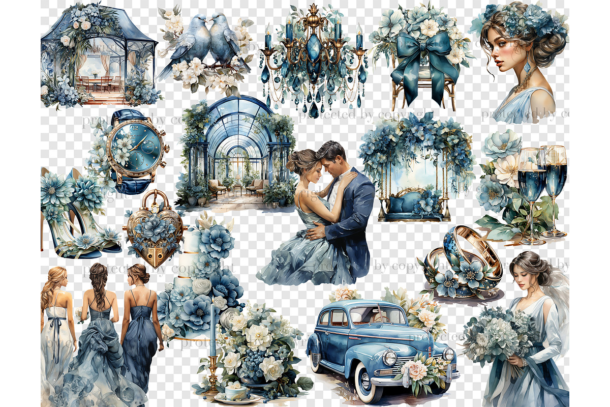 Blue Wedding Clipart Bundle, a Person Illustration by GlamArtZhanna (Photo 4 of 5)