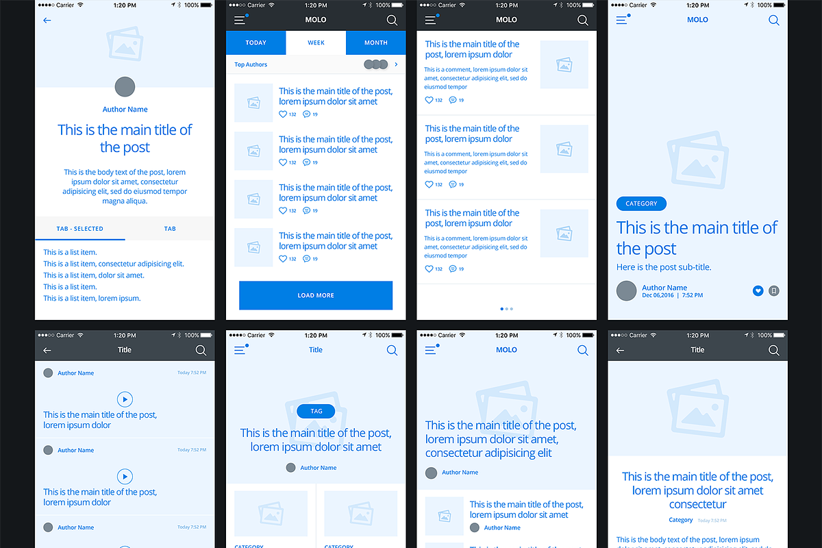 molo Mobile Wireframe Kit, a Wireframe Template by CreativesCastle (Photo 8 of 14)