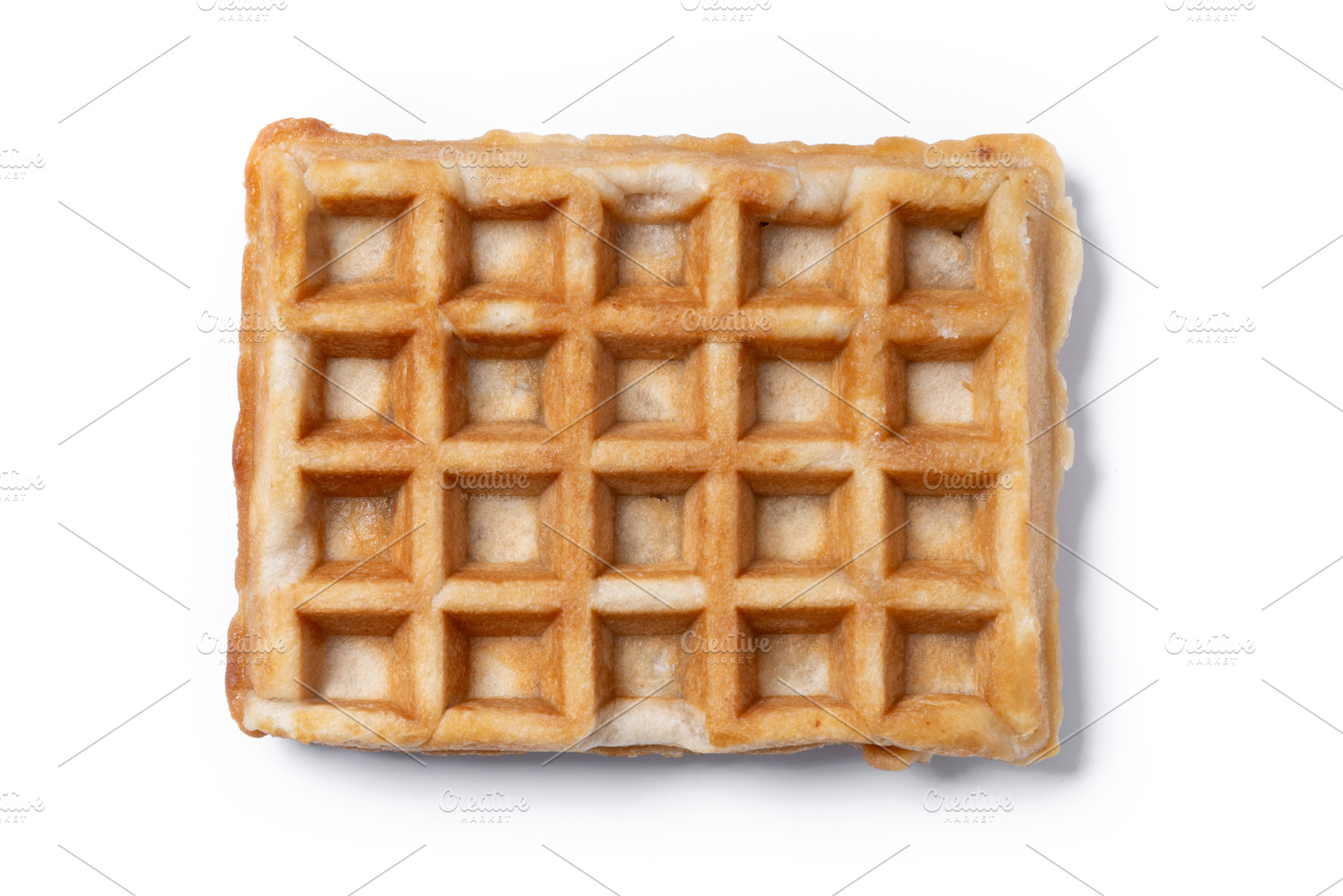 Golden Brown Belgian Waffle Isolated on White Background,, a Food & Drink Photo by etorres69