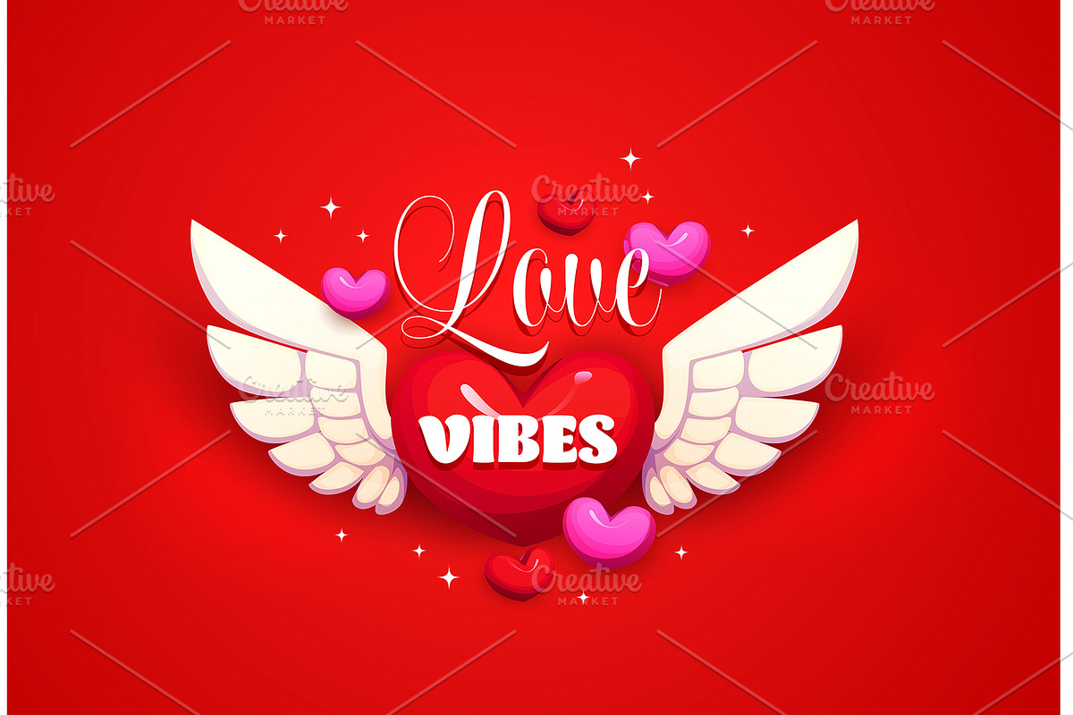 Love vibes Valentine day quote, an Illustration by Vector Tradition (Photo 2 of 3)