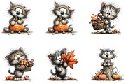 Autumn Cat Watercolor Clipart, a Seasonal Illustration by CreationArt (Thumbnail 2 of 5)