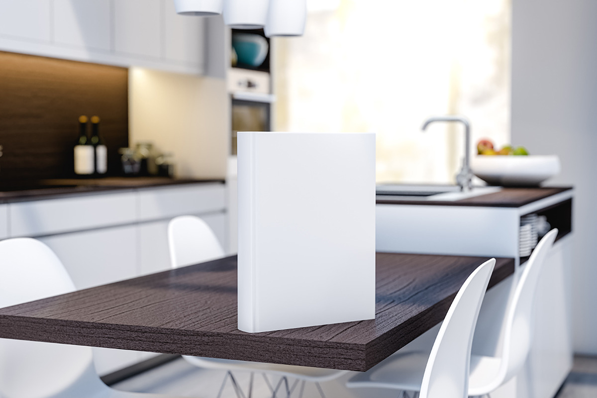 book mock up in modern kitchen, a Household Mockup by Daniel Megias (Photo 2 of 2)