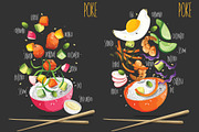 Set Poke. Vector Illustrations, a Food Illustration by AKOMIX (Thumbnail 2 of 5)