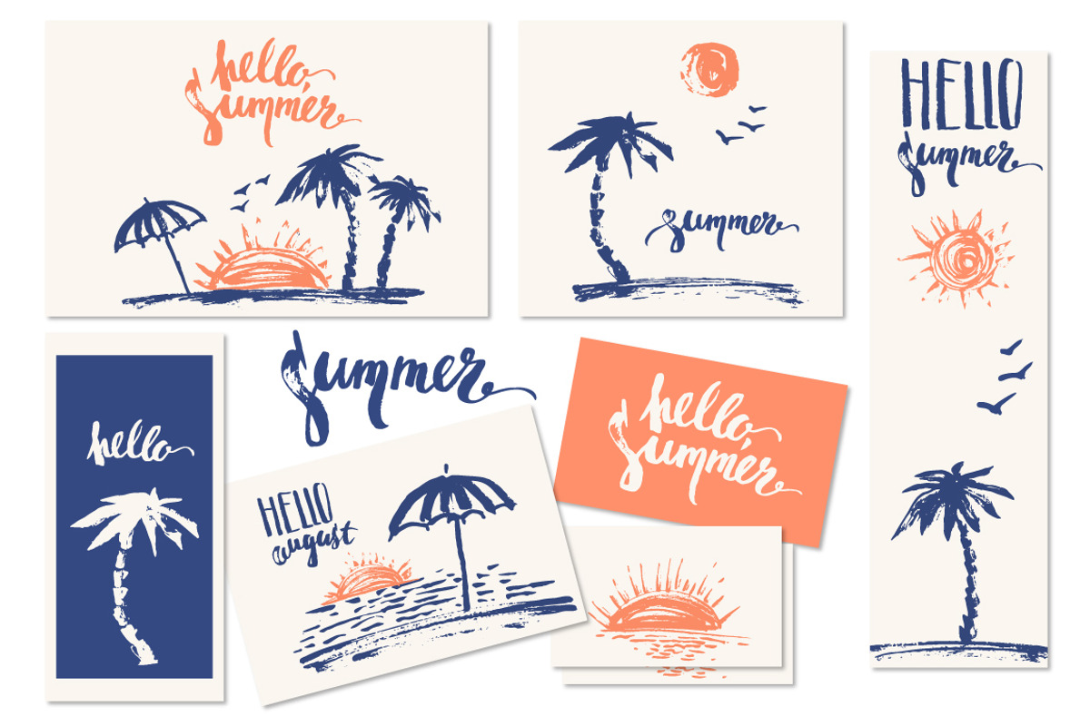 Beach scenes set, a Seasonal Illustration by katya.bogina (Photo 3 of 6)