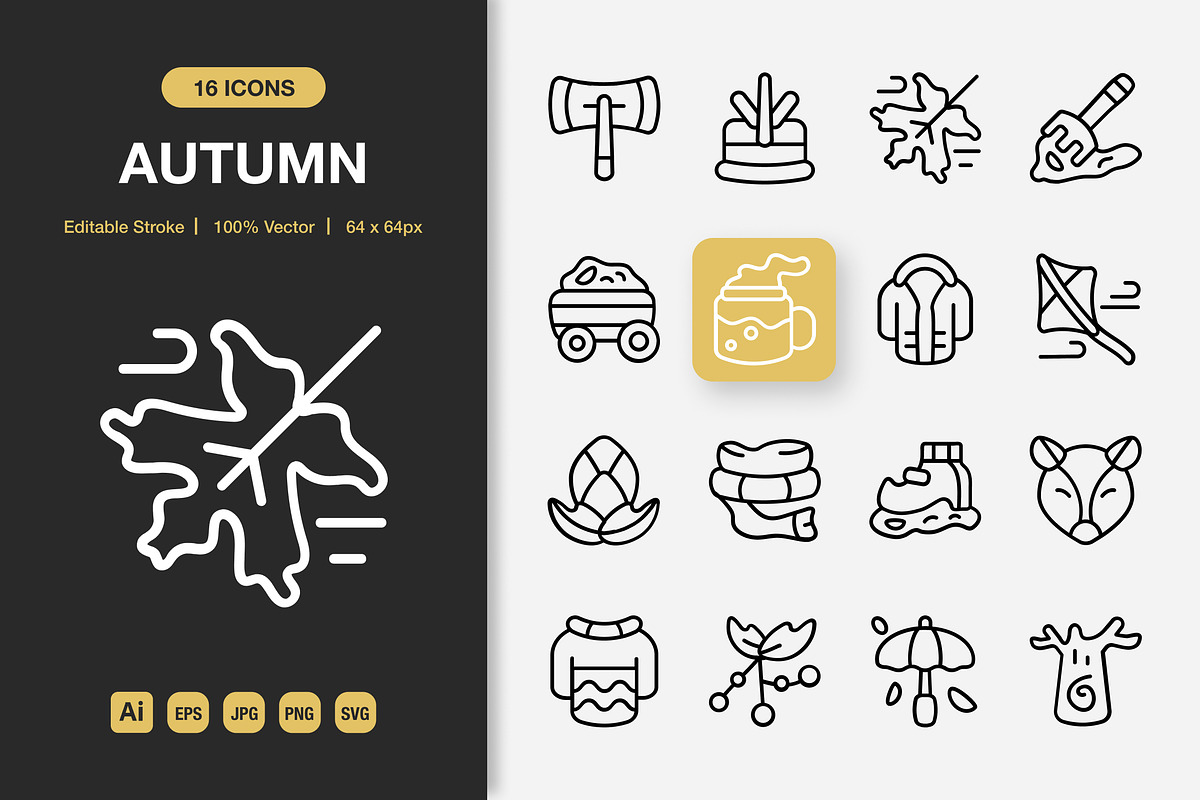 Autumn Outline Icons, an Outline Icon by Spacepixel Creative