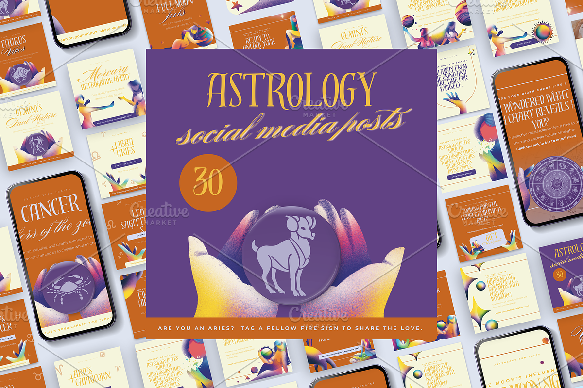 ASTROLOGY SOCIAL MEDIA POSTS, a Social Media Template by Daring Digies (Photo 1 of 8)