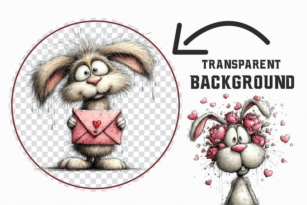 Whimsical Valentine Bunny Clipart, an Illustration by Libby Wishes (Photo 4 of 6)