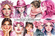 Glamour Girl Glam Pink Clipart PNG, an Illustration by Canvas Craft (Thumbnail 1 of 7)