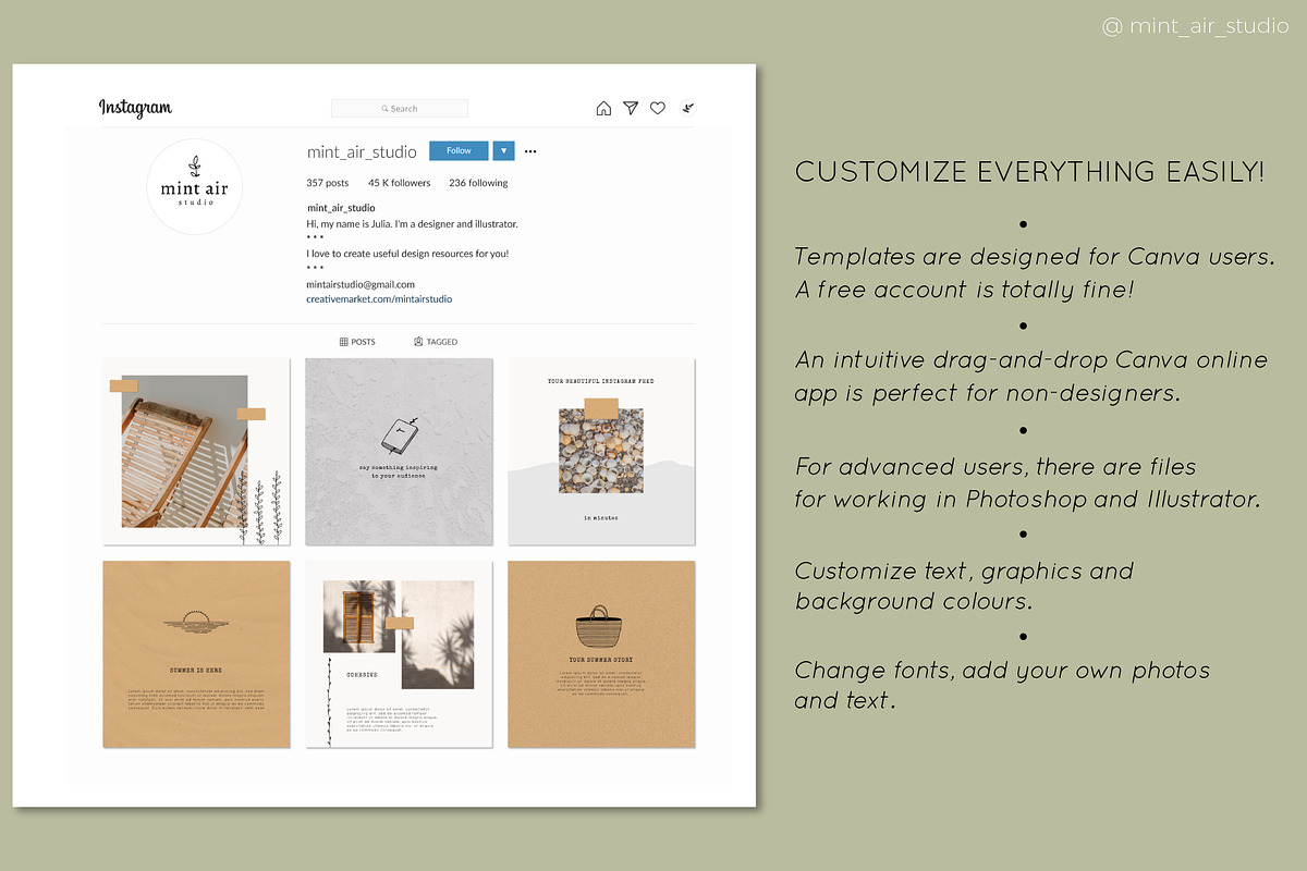 Instagram Post & Stories. Summer, a Social Media Template by Mint Air Studio (Photo 10 of 10)