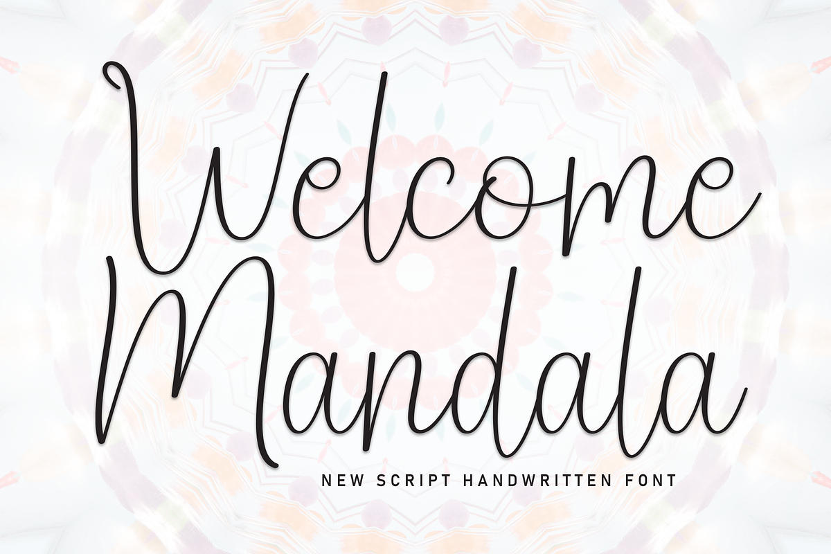 Welcome Mandala | Script Font, a Handwritten Font by Scratchones (Photo 1 of 8)