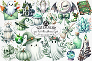 Green & White Halloween Clipart, an Illustration by Designking (Thumbnail 1 of 4)