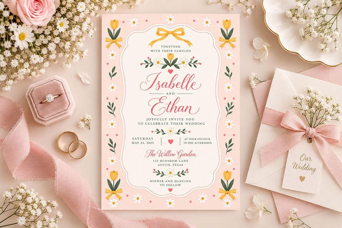 Cottagecore Floral Invitation Frames, a Background Graphic by by creative paper (Photo 4 of 10)