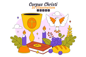10 Corpus Christi Religious, a Seasonal Illustration by denayunebgt