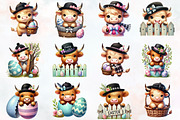 Easter Day Highland Cow Clipart, an Illustration by RobertsArt (Thumbnail 2 of 7)