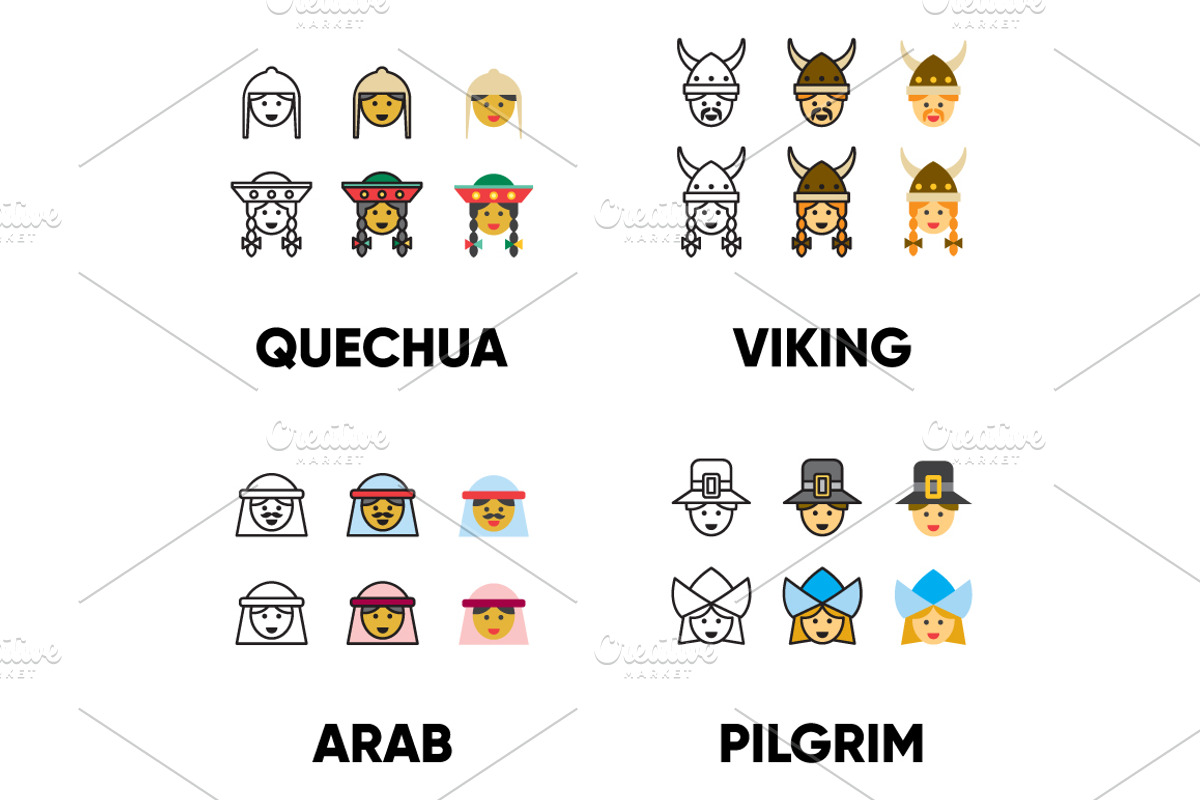 180 People of the world ICONS, an Outline Icon by beguima (Photo 5 of 9)