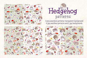 Hedgehog Watercolor Clipart