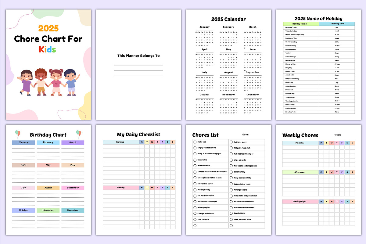 2025 Chore Chart For Kids Canva Kdp