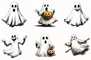 Halloween Quirky Ghost Clipart, an Illustration by OK Design (Thumbnail 2 of 5)
