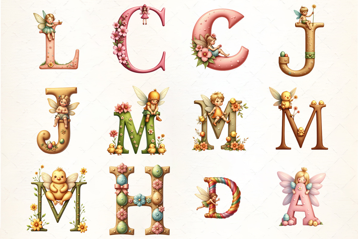 Easter Alphabet Fairy Clipart, an Illustration by CrexoraLab (Photo 1 of 5)