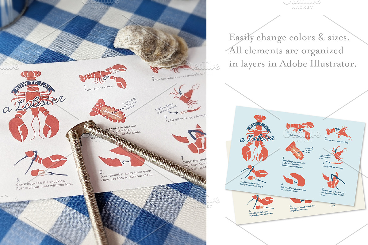 How to Eat a Lobster Printable Card, an Object Graphic by CojoMoxon (Photo 4 of 4)