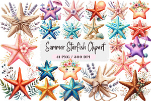 Summer Starfish Clipart, a Seasonal Illustration by DreamArtGraphic