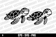 Cute friendly baby sea turtle, an Animal Illustration by Vectorhight (Thumbnail 3 of 3)