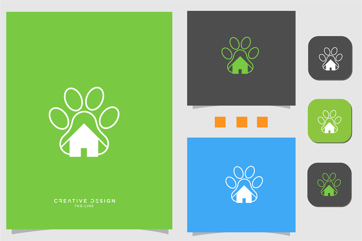 Cat or dog paw icon with house, a Branding & Logo Template by art_creater (Photo 2 of 2)