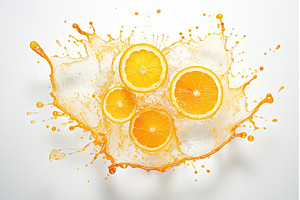 Oranges fruits refreshing splash, a Food & Drink Photo by Neirfy